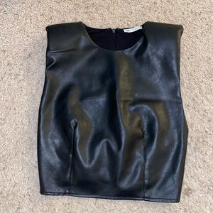 Zara black faux leather sleeveless top